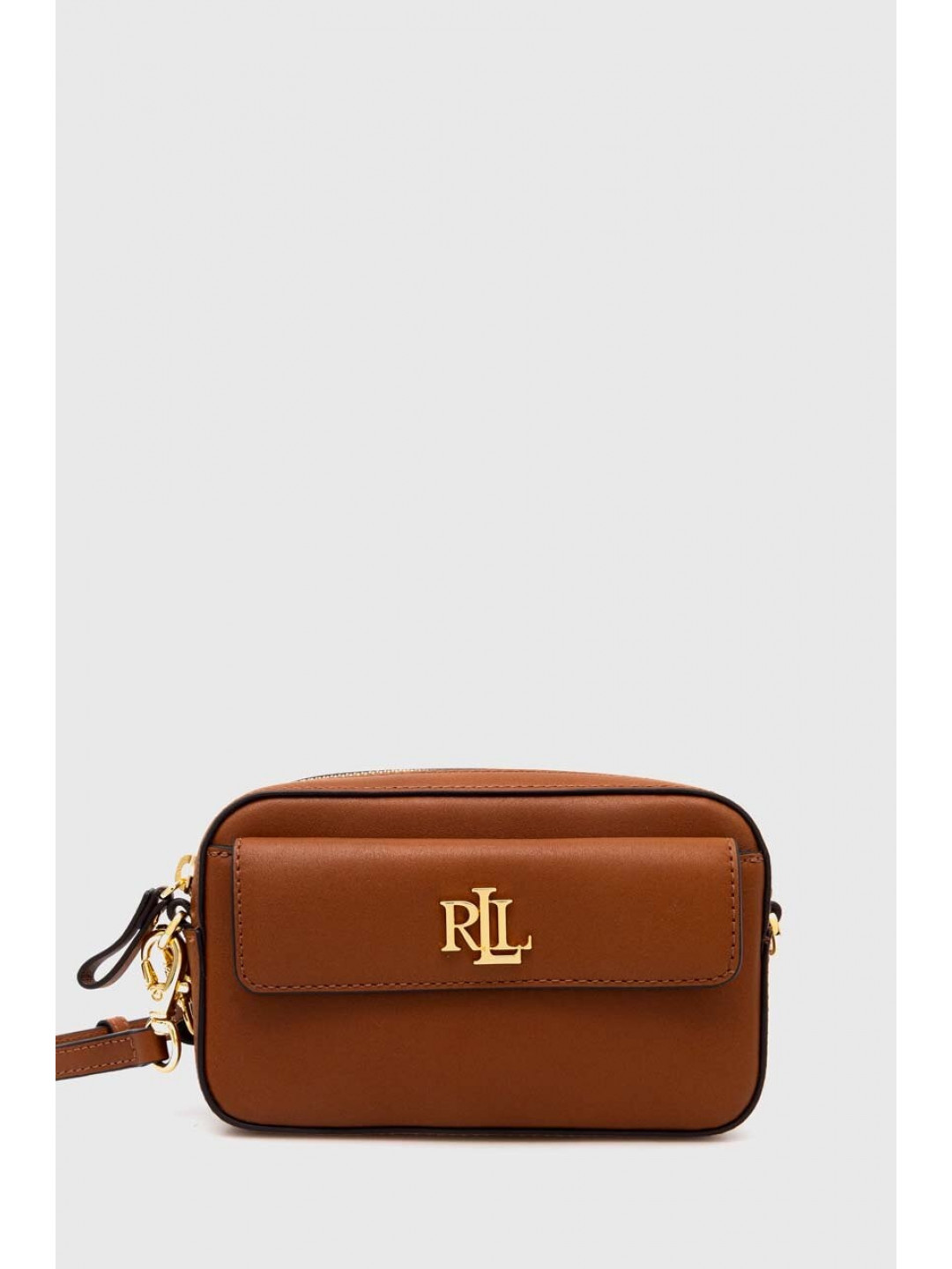 Kožená kabelka Lauren Ralph Lauren hnědá barva 432934353